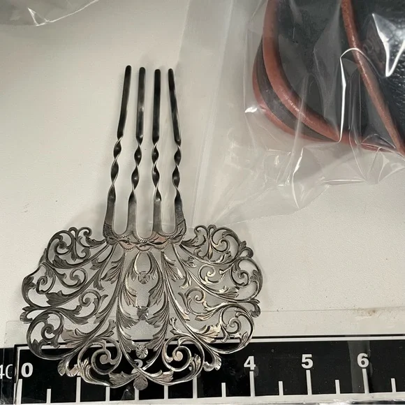 sterling Hair Comb Peinetta Mantilla Tango Flamenco Accessory Filigree - Picture 16 of 16